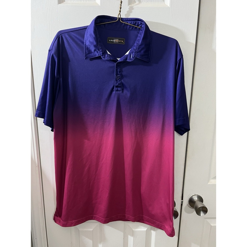 Loudmouth Polo Shirt Men's Size CL Purple Pink Ombre Golf Short Sleeve